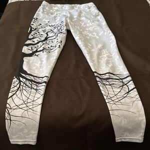 White and Black Tree Print Leggings